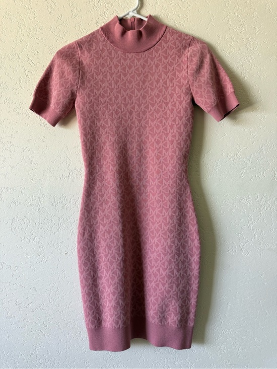 Michael Kors Dresses & Skirts - Michael Kors Rose Pink Knit Mock-Neck Mini Dress NWOT